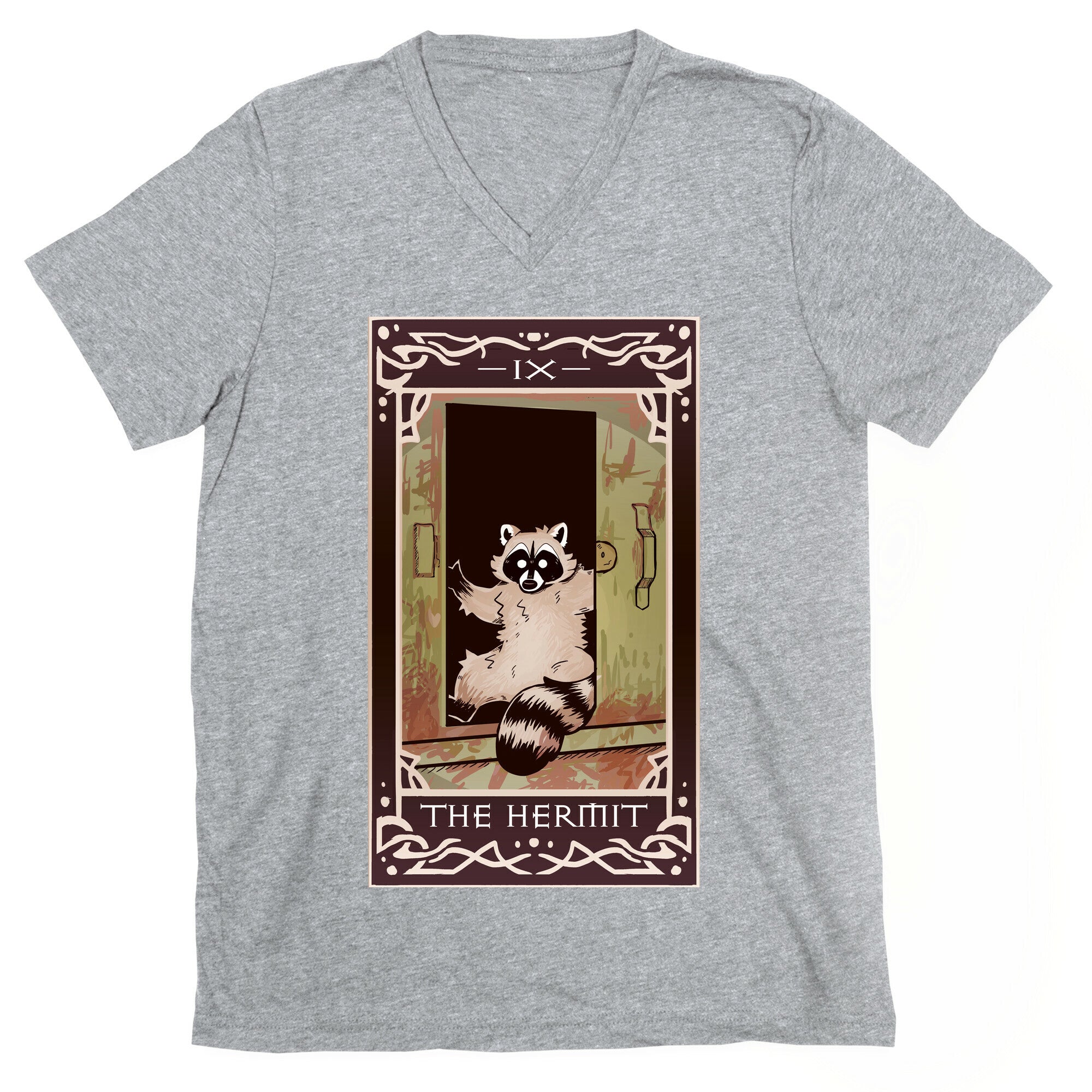 The Hermit Raccoon Tarot Card V-Neck