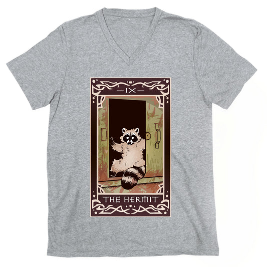The Hermit Raccoon Tarot Card V-Neck