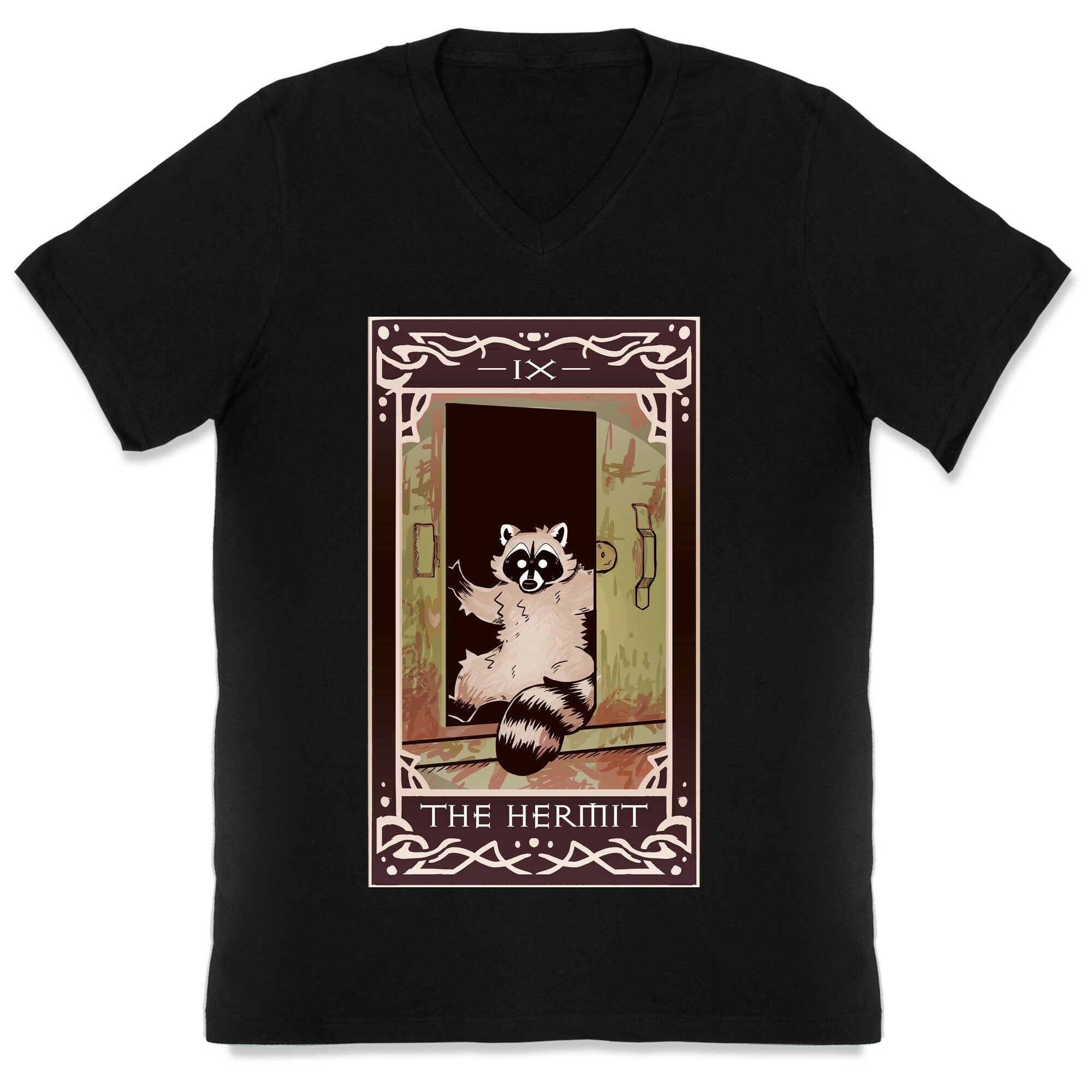 The Hermit Raccoon Tarot Card V-Neck