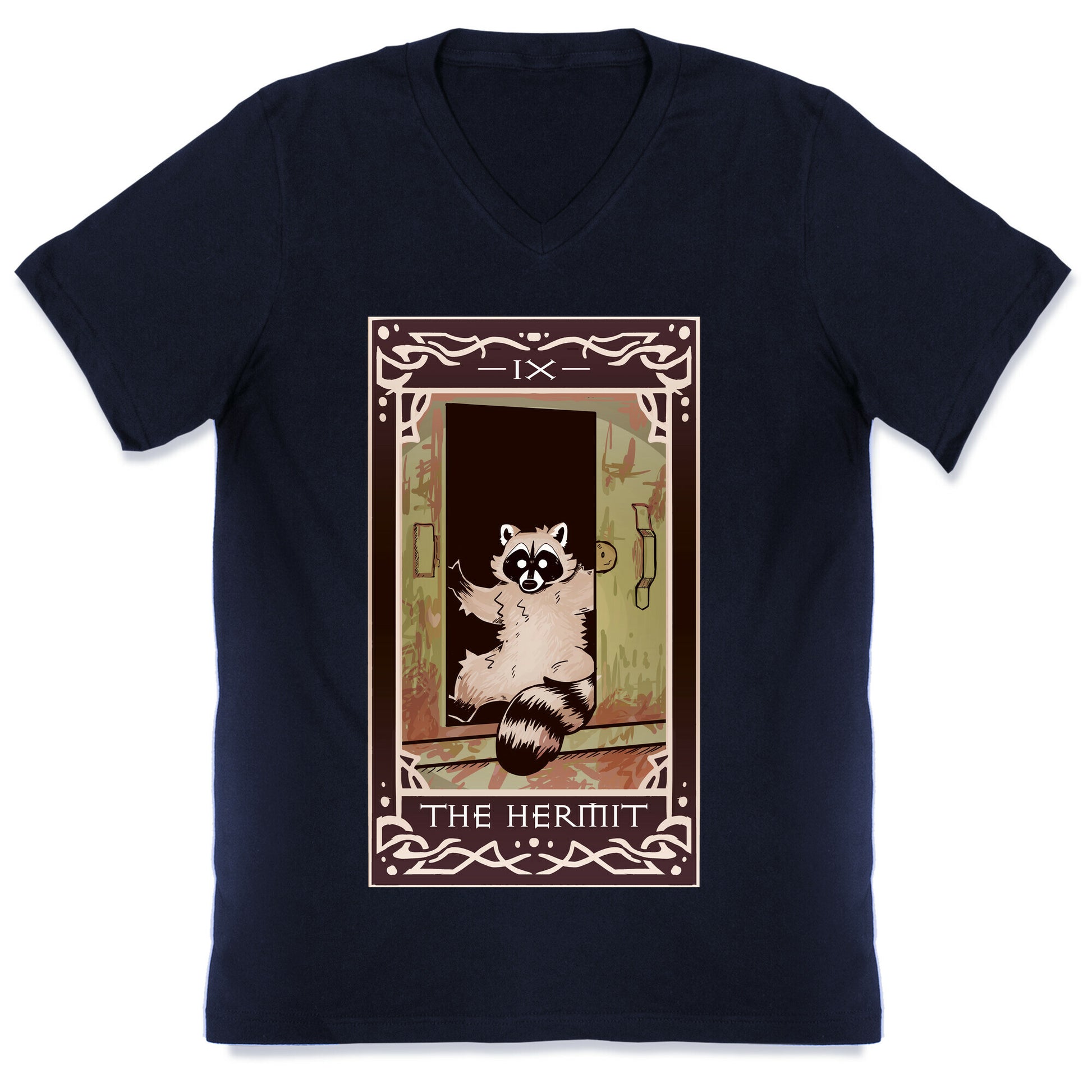The Hermit Raccoon Tarot Card V-Neck