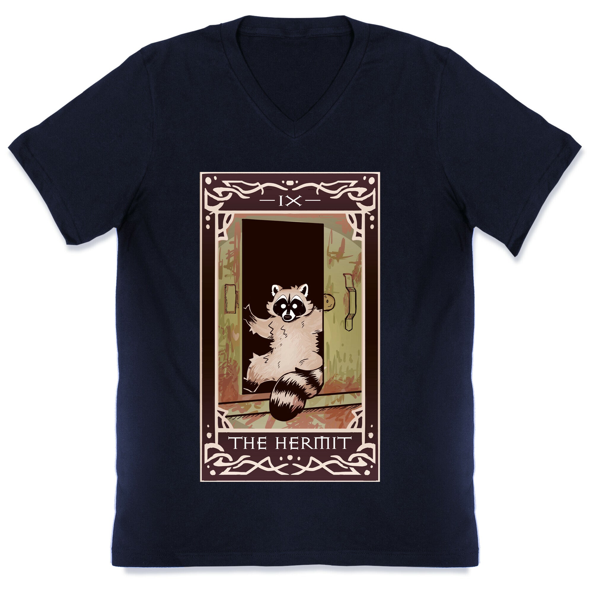 The Hermit Raccoon Tarot Card V-Neck