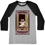 The Hermit Raccoon Tarot Card Baseball Tee