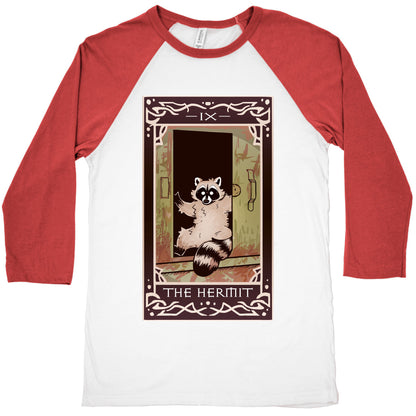 The Hermit Raccoon Tarot Card Baseball Tee