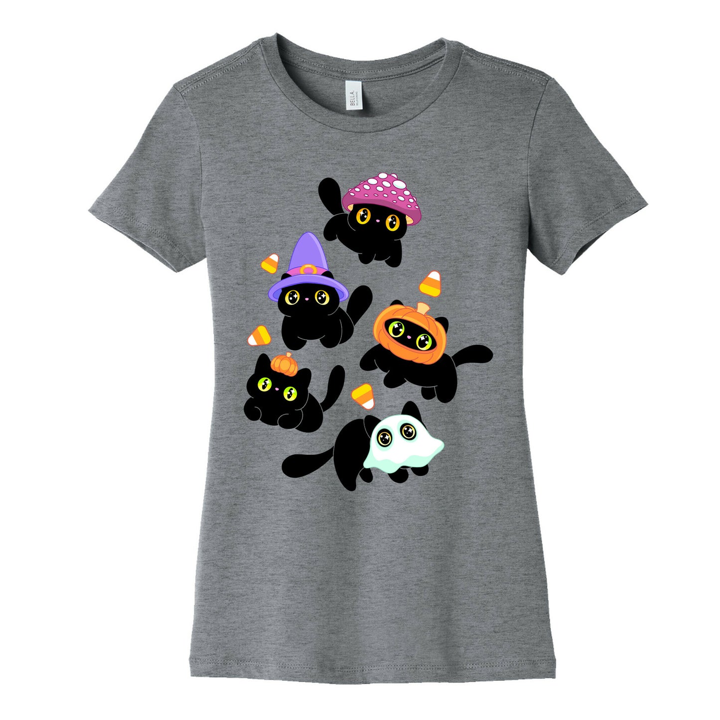Spooky Black Cats Pattern Women's Cotton Tee
