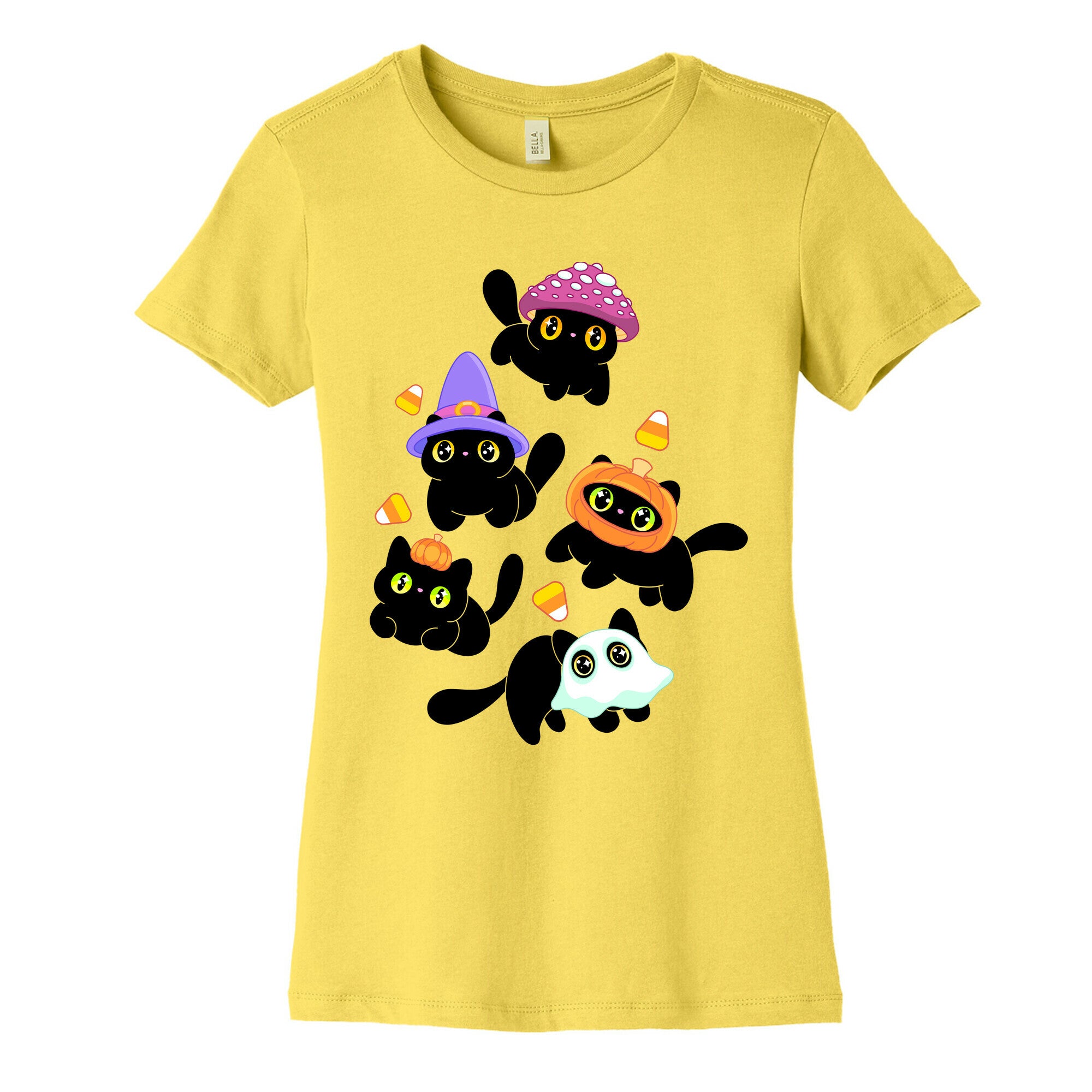 Spooky Black Cats Pattern Women's Cotton Tee