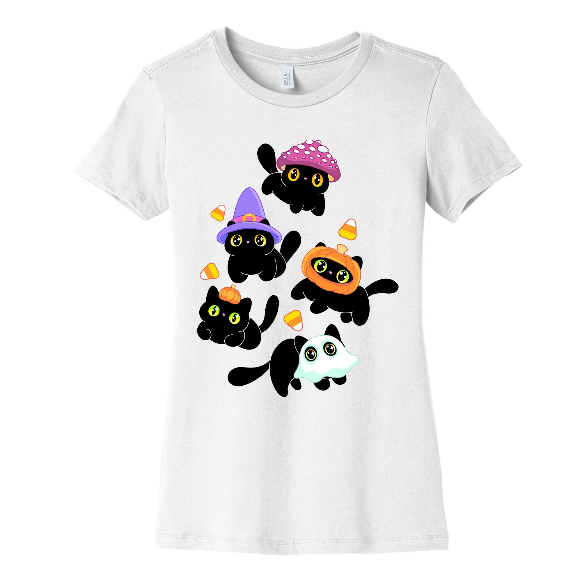 Spooky Black Cats Pattern Women's Cotton Tee