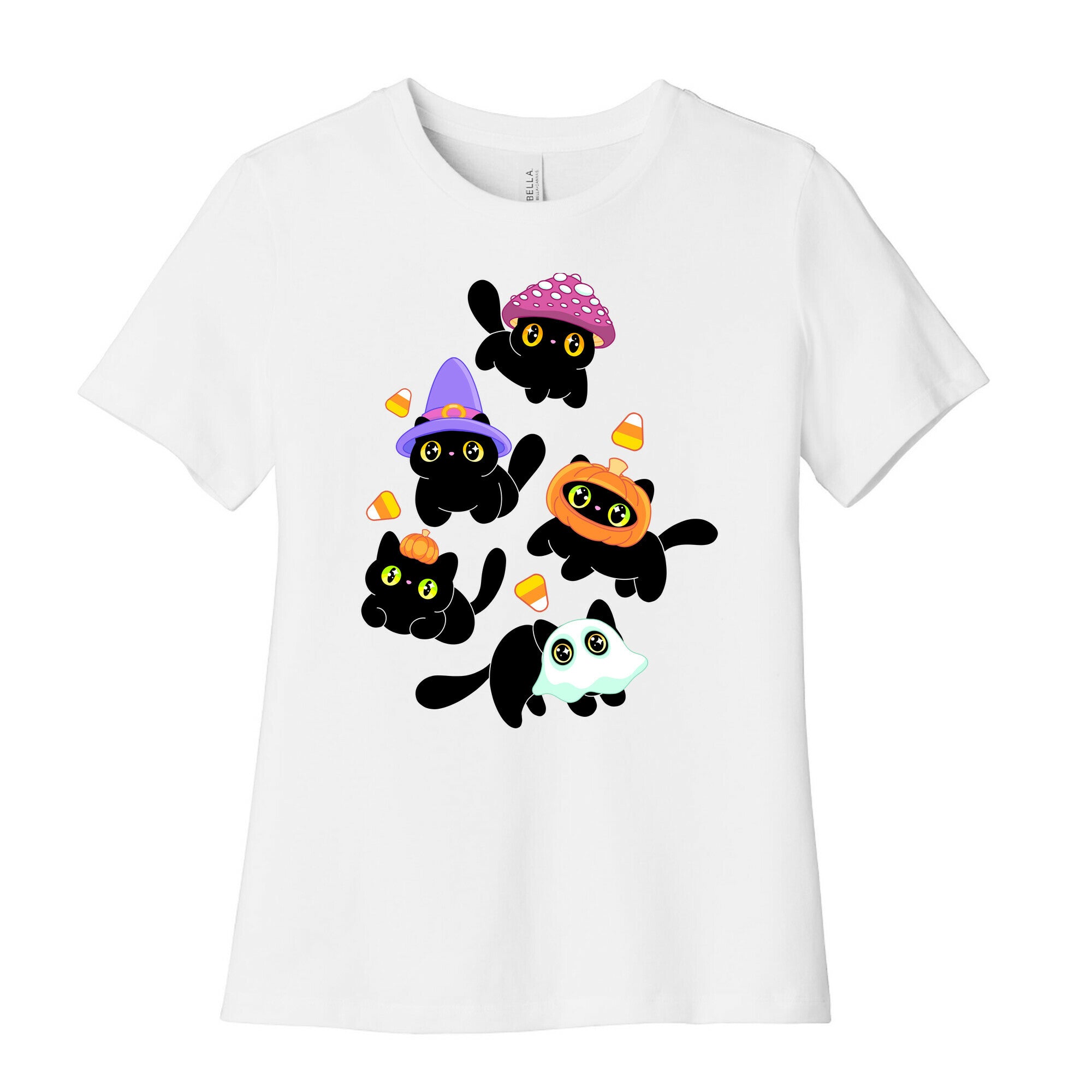 Spooky Black Cats Pattern Women's Cotton Tee