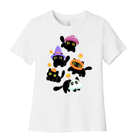 Spooky Black Cats Pattern Women's Cotton Tee