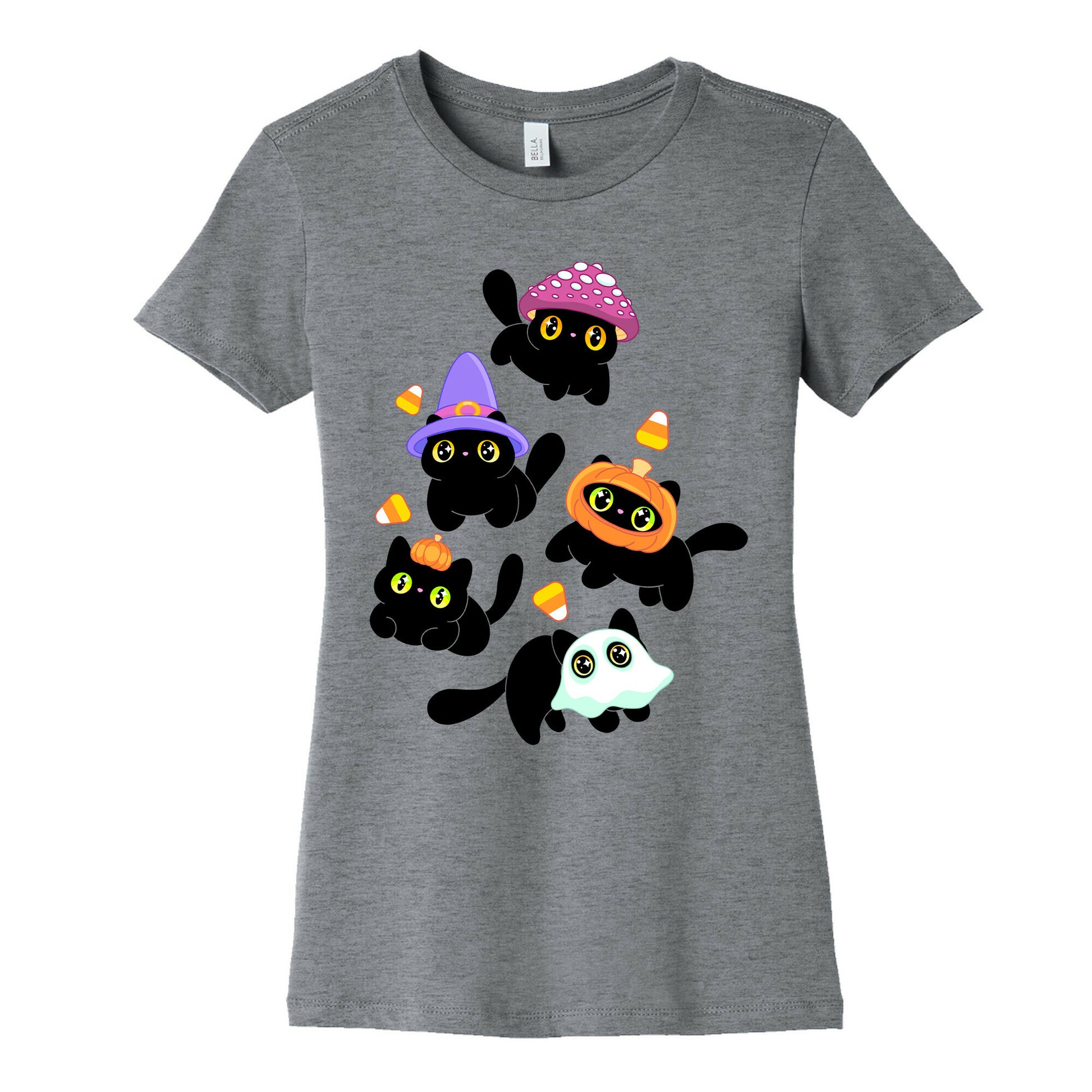 Spooky Black Cats Pattern Women's Cotton Tee