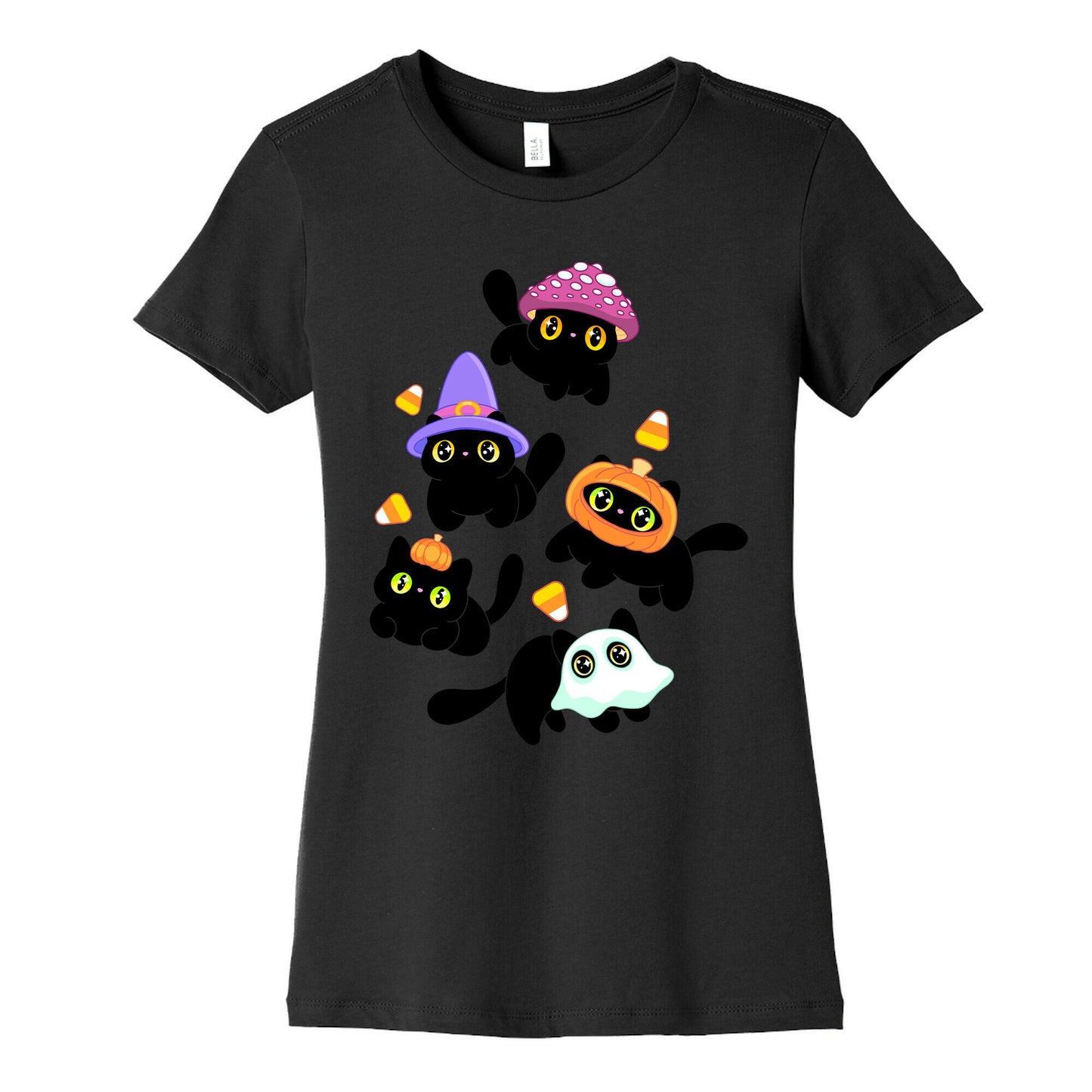 Spooky Black Cats Pattern Women's Cotton Tee