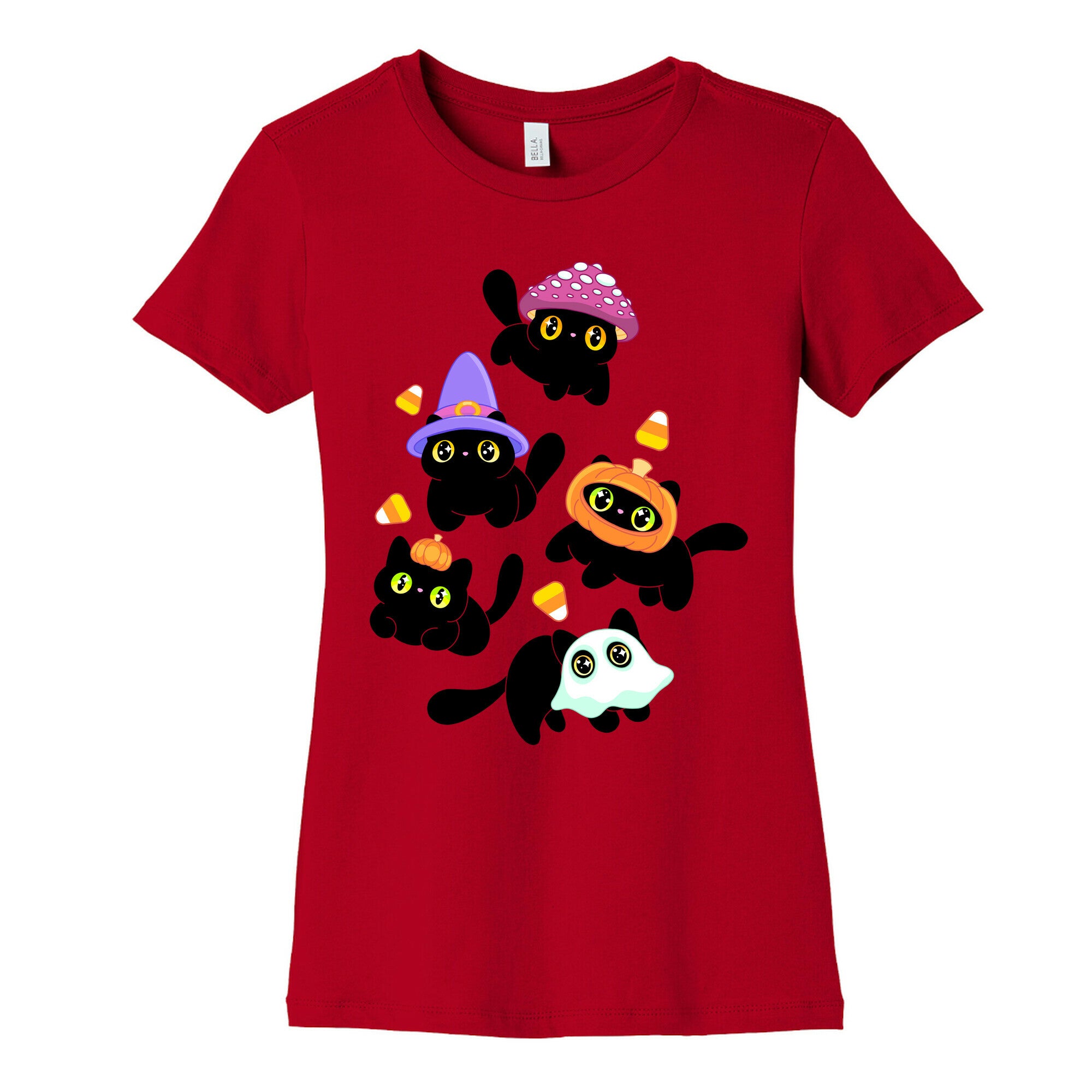 Spooky Black Cats Pattern Women's Cotton Tee