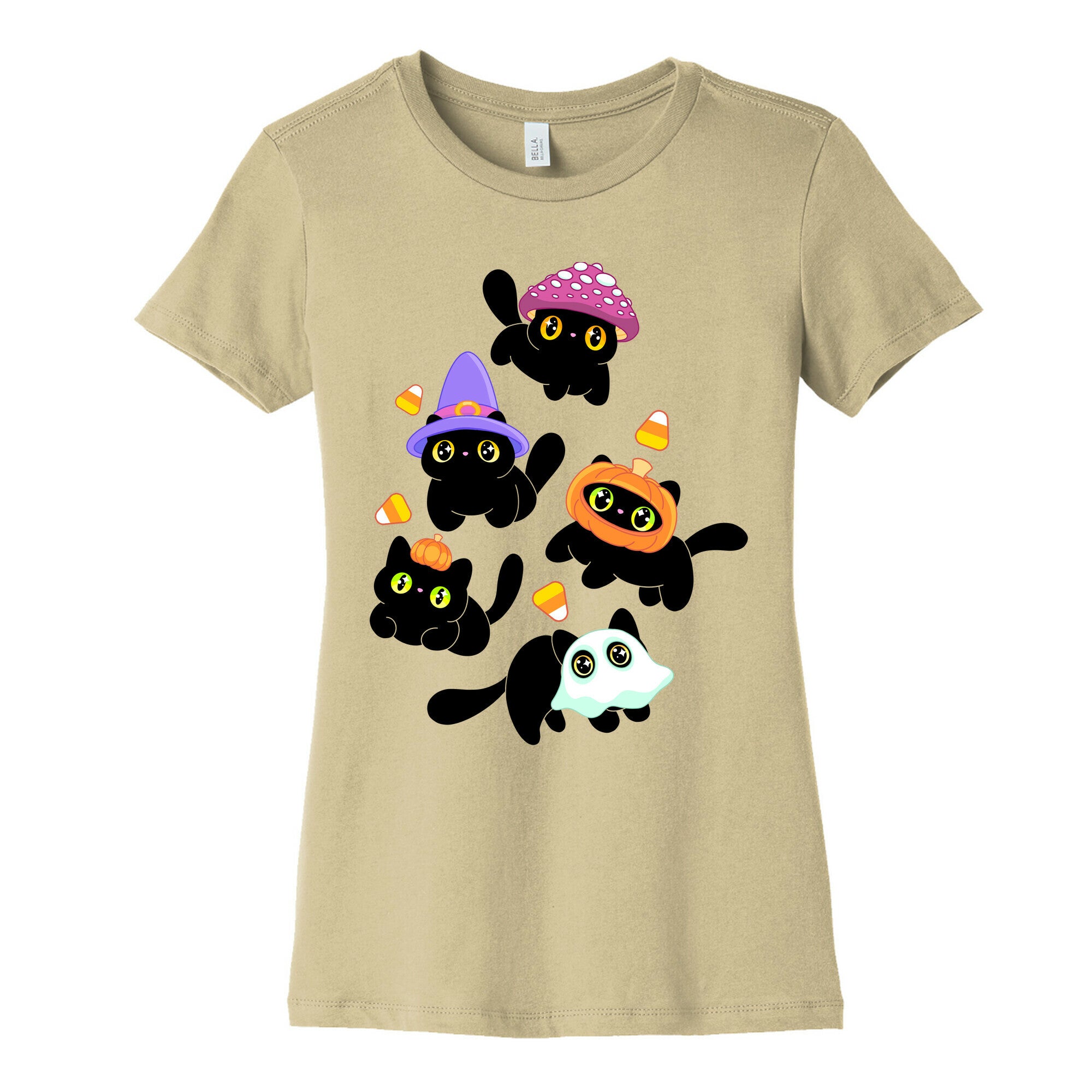Spooky Black Cats Pattern Women's Cotton Tee
