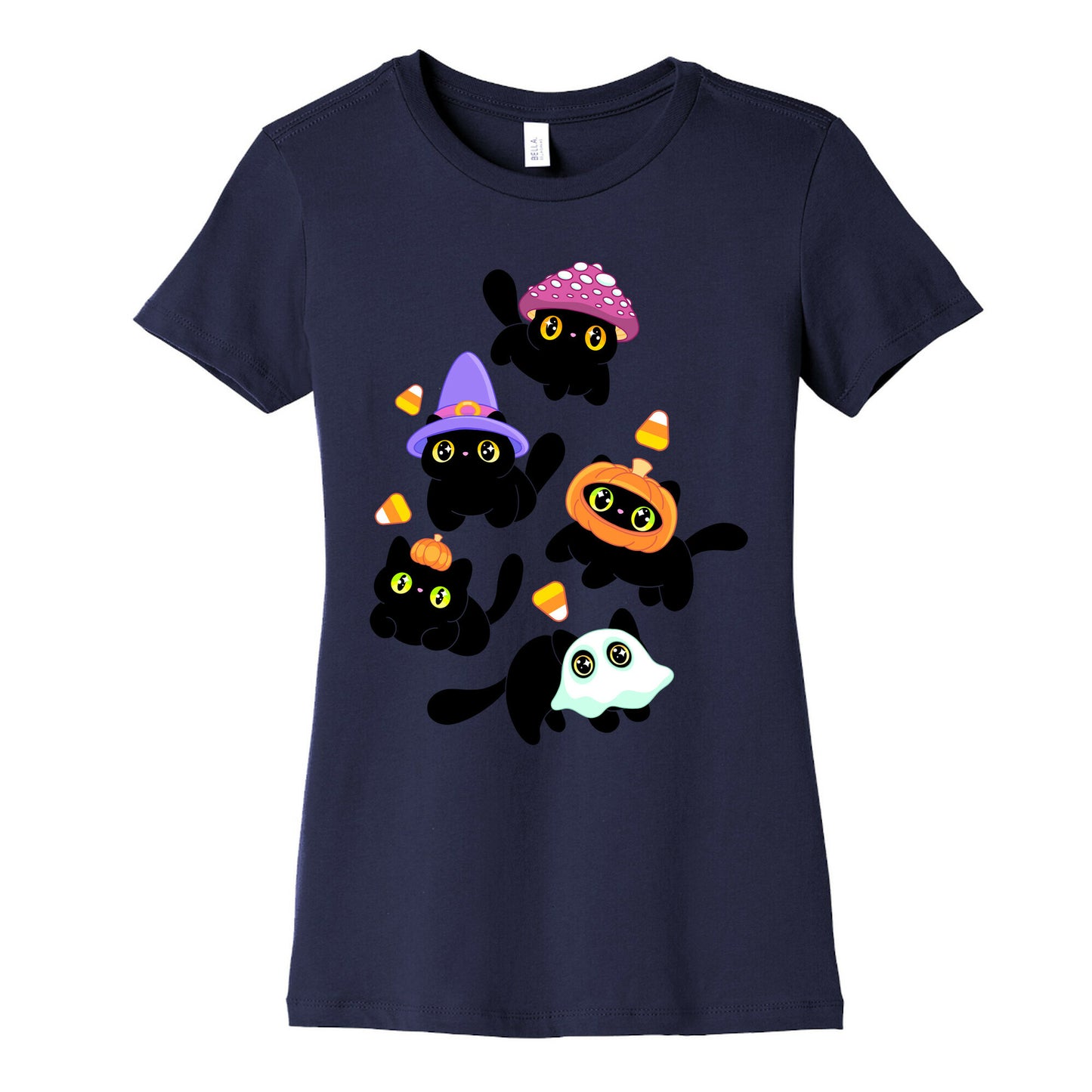 Spooky Black Cats Pattern Women's Cotton Tee