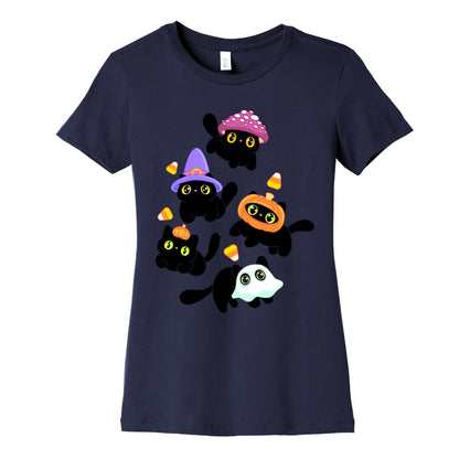Spooky Black Cats Pattern Women's Cotton Tee