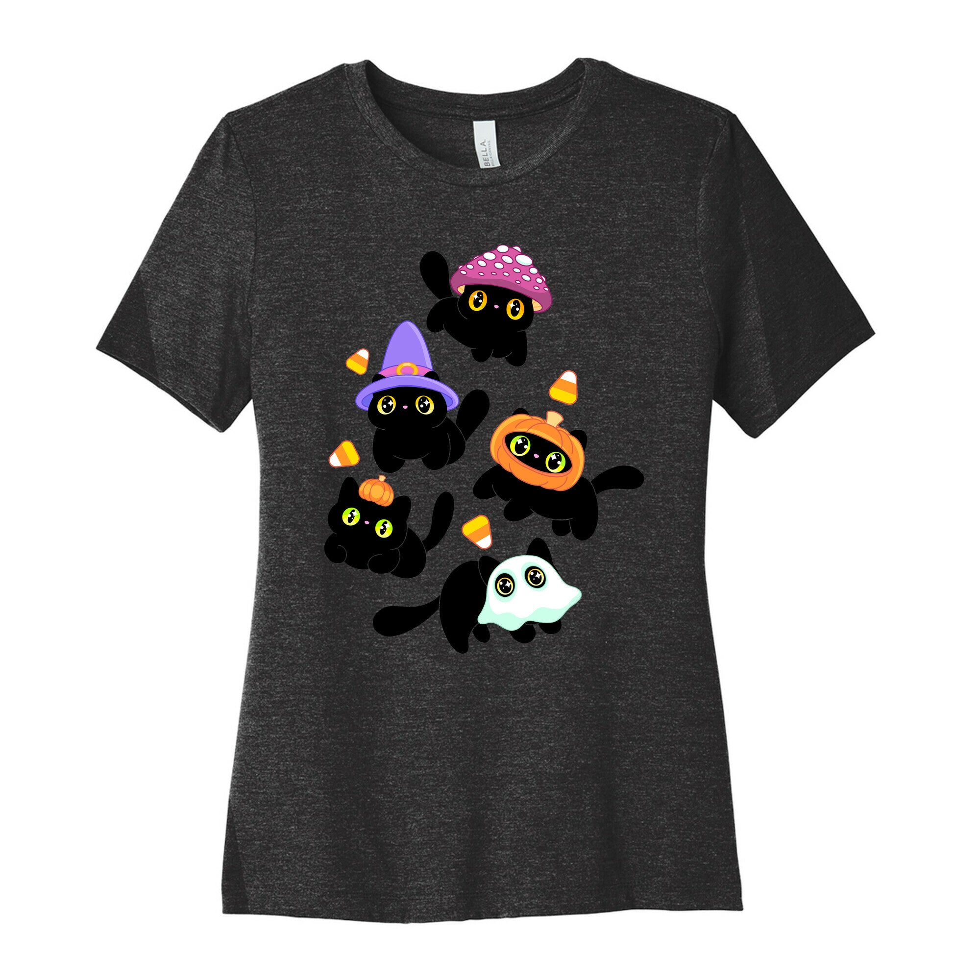 Spooky Black Cats Pattern Women's Cotton Tee