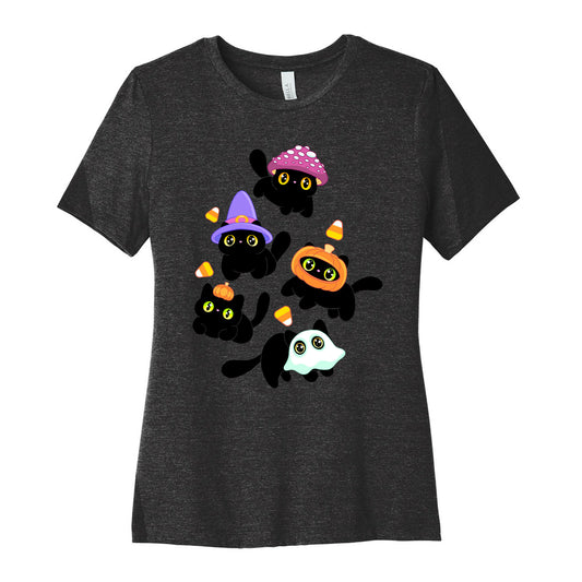 Spooky Black Cats Pattern Women's Cotton Tee