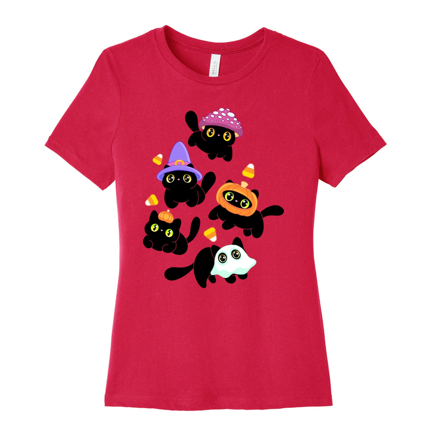 Spooky Black Cats Pattern Women's Cotton Tee