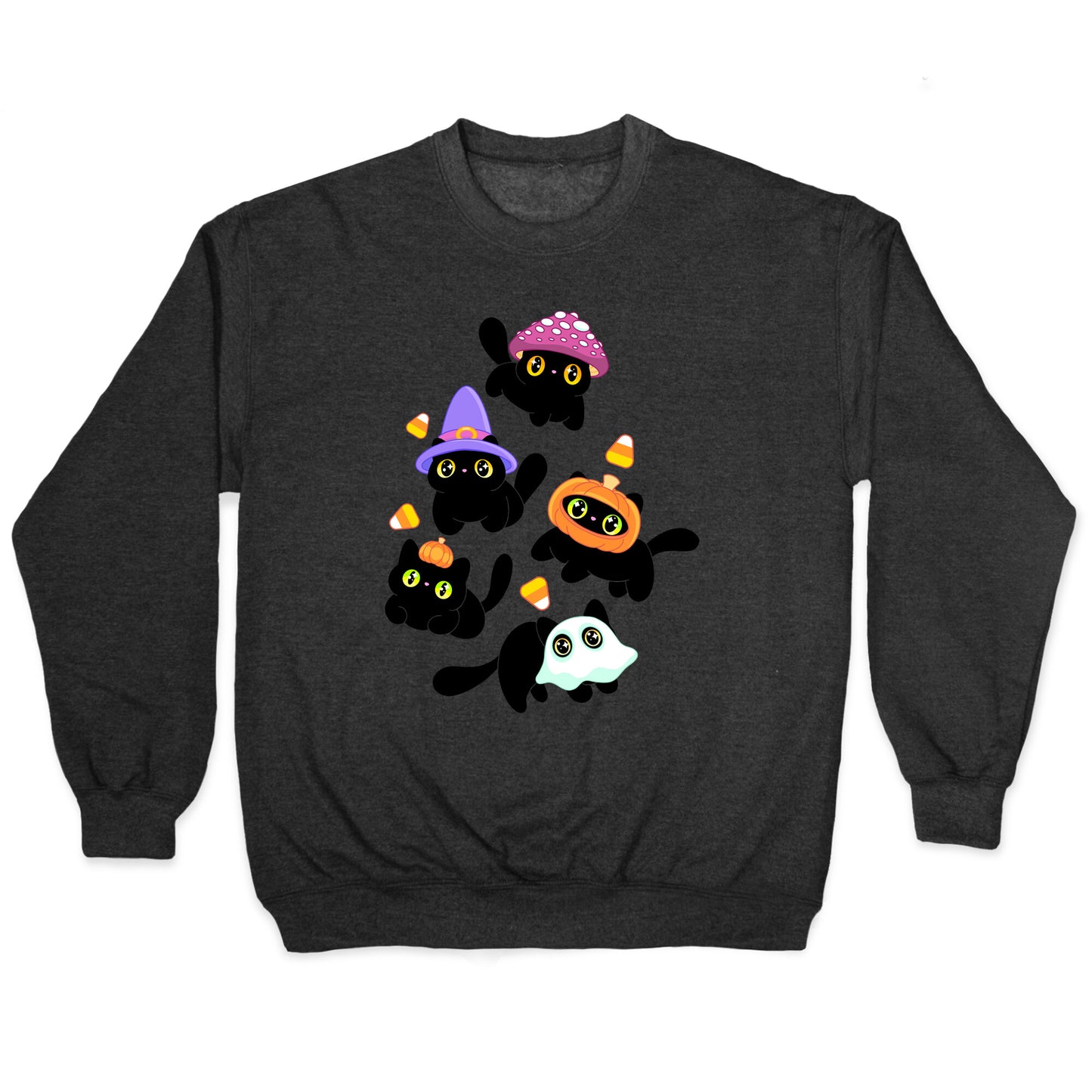 Spooky Black Cats Pattern Crewneck Sweatshirt