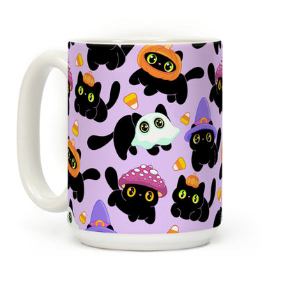 Spooky Black Cats Pattern Coffee Mug