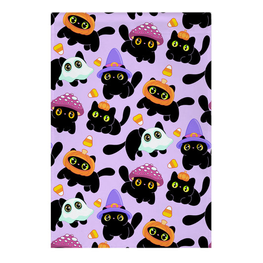 Spooky Black Cats Pattern Garden Flag