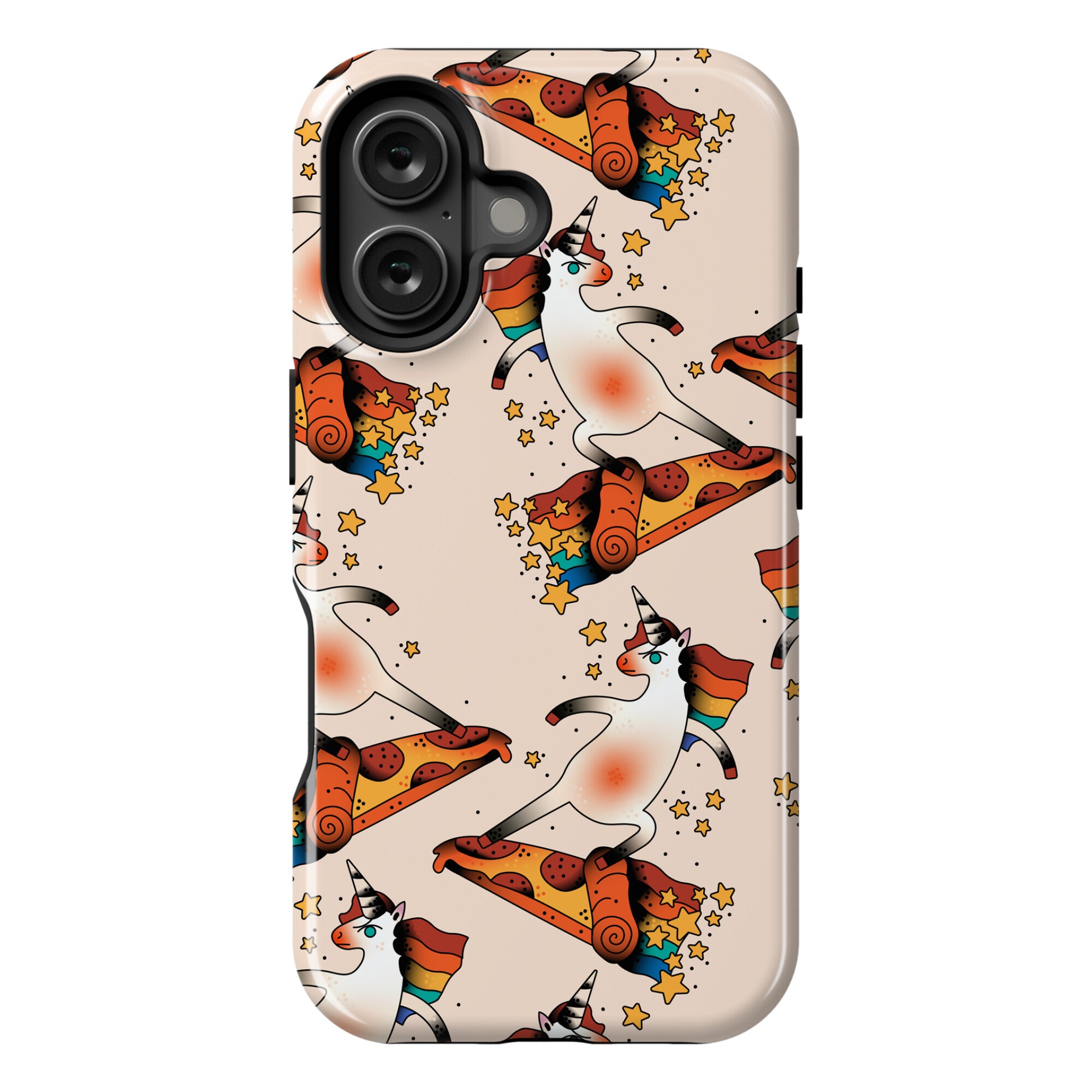 Rad Unicorn Skateboarding a Pizza Tattoo Phone Case