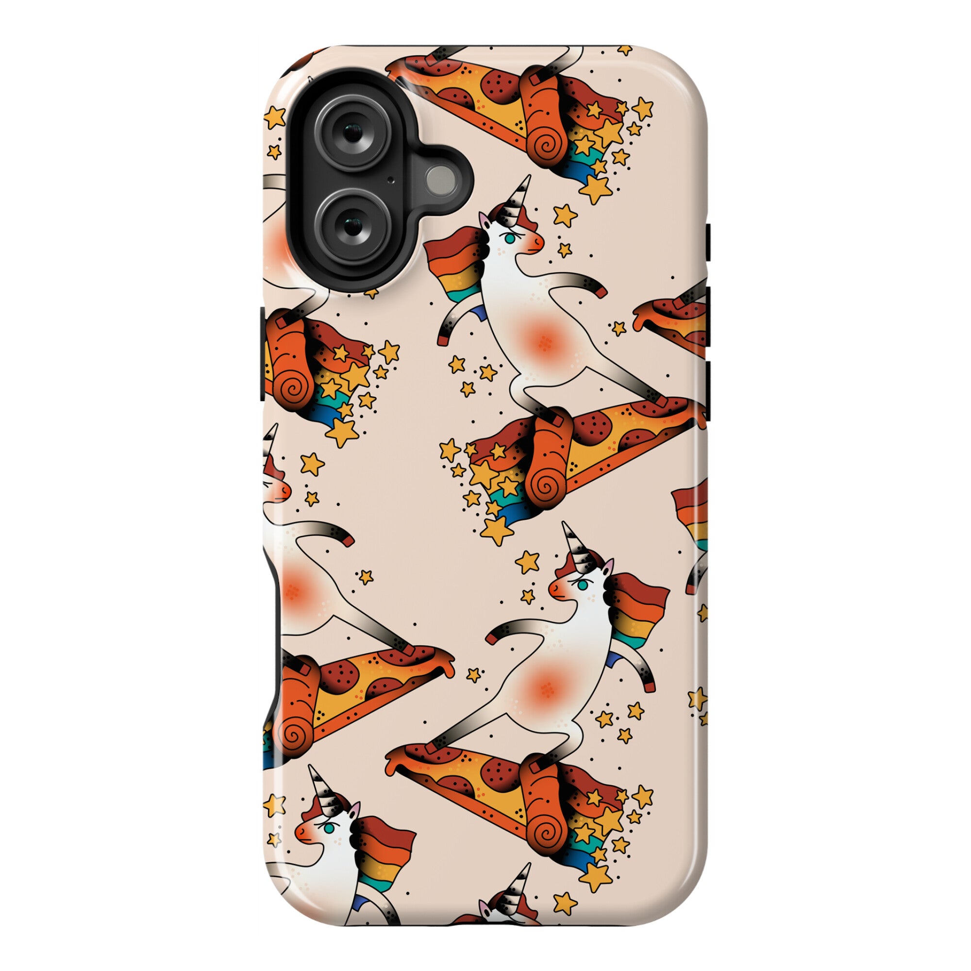 Rad Unicorn Skateboarding a Pizza Tattoo Phone Case
