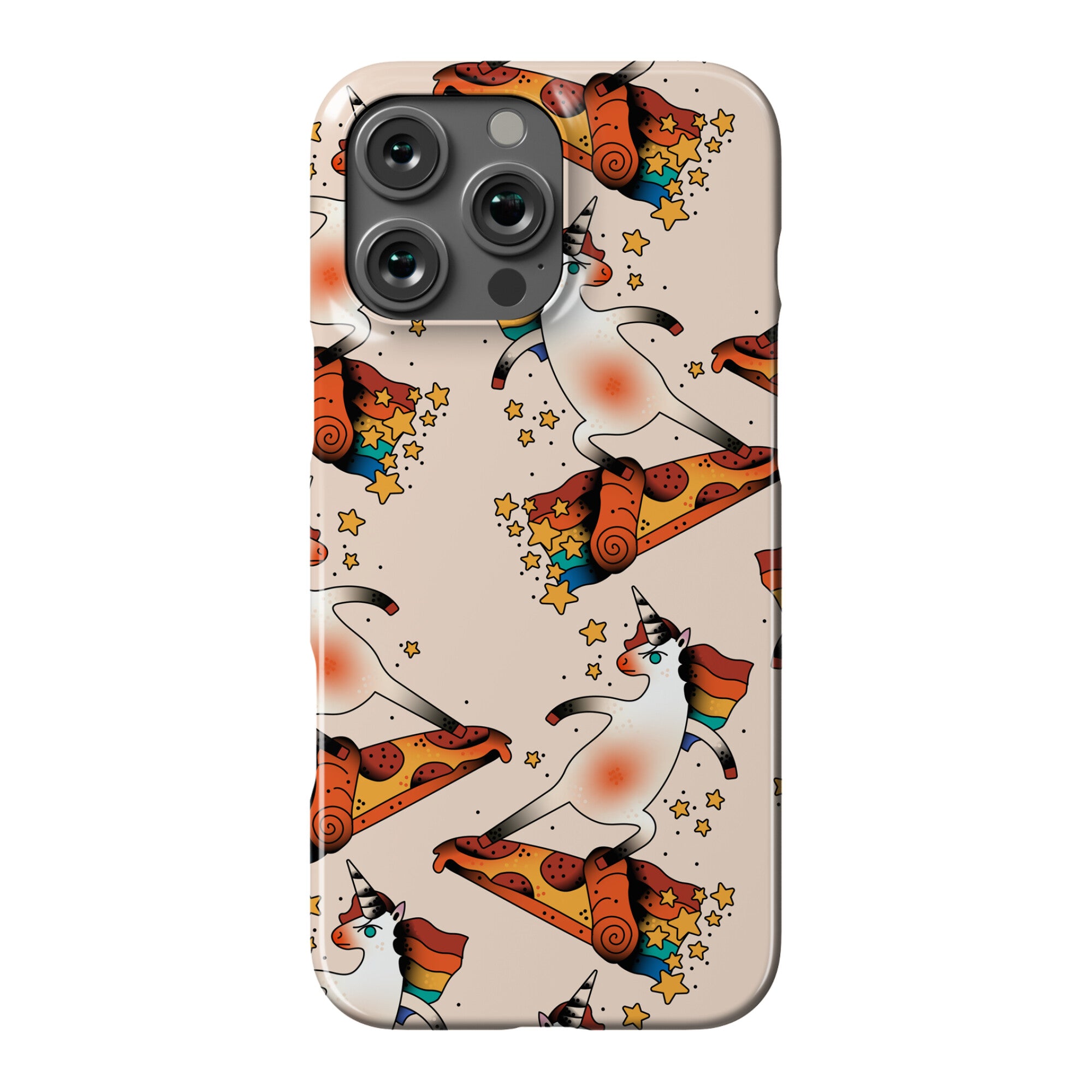 Rad Unicorn Skateboarding a Pizza Tattoo Phone Case