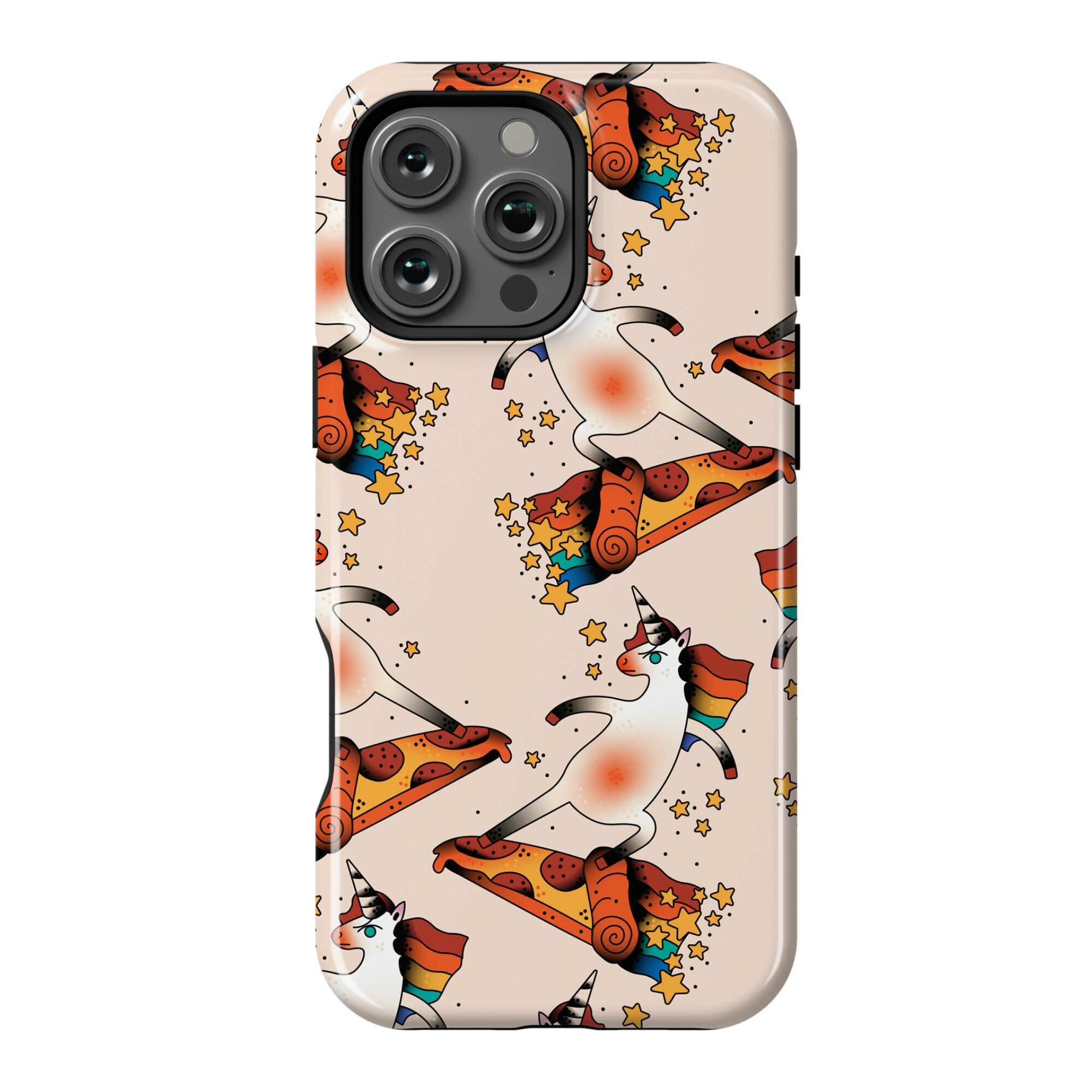 Rad Unicorn Skateboarding a Pizza Tattoo Phone Case