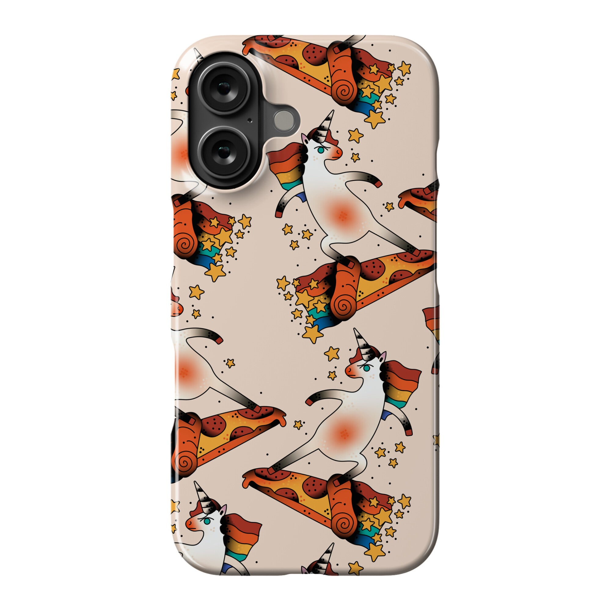 Rad Unicorn Skateboarding a Pizza Tattoo Phone Case