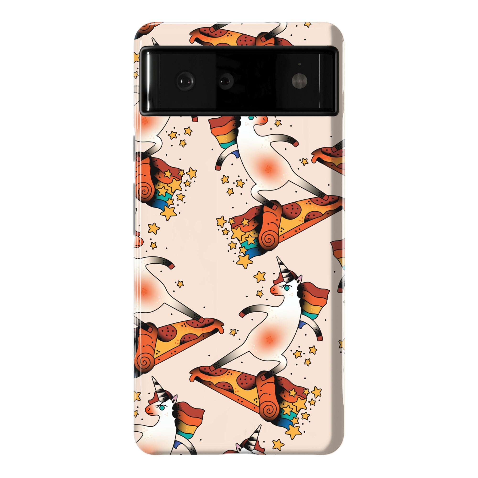 Rad Unicorn Skateboarding a Pizza Tattoo Phone Case