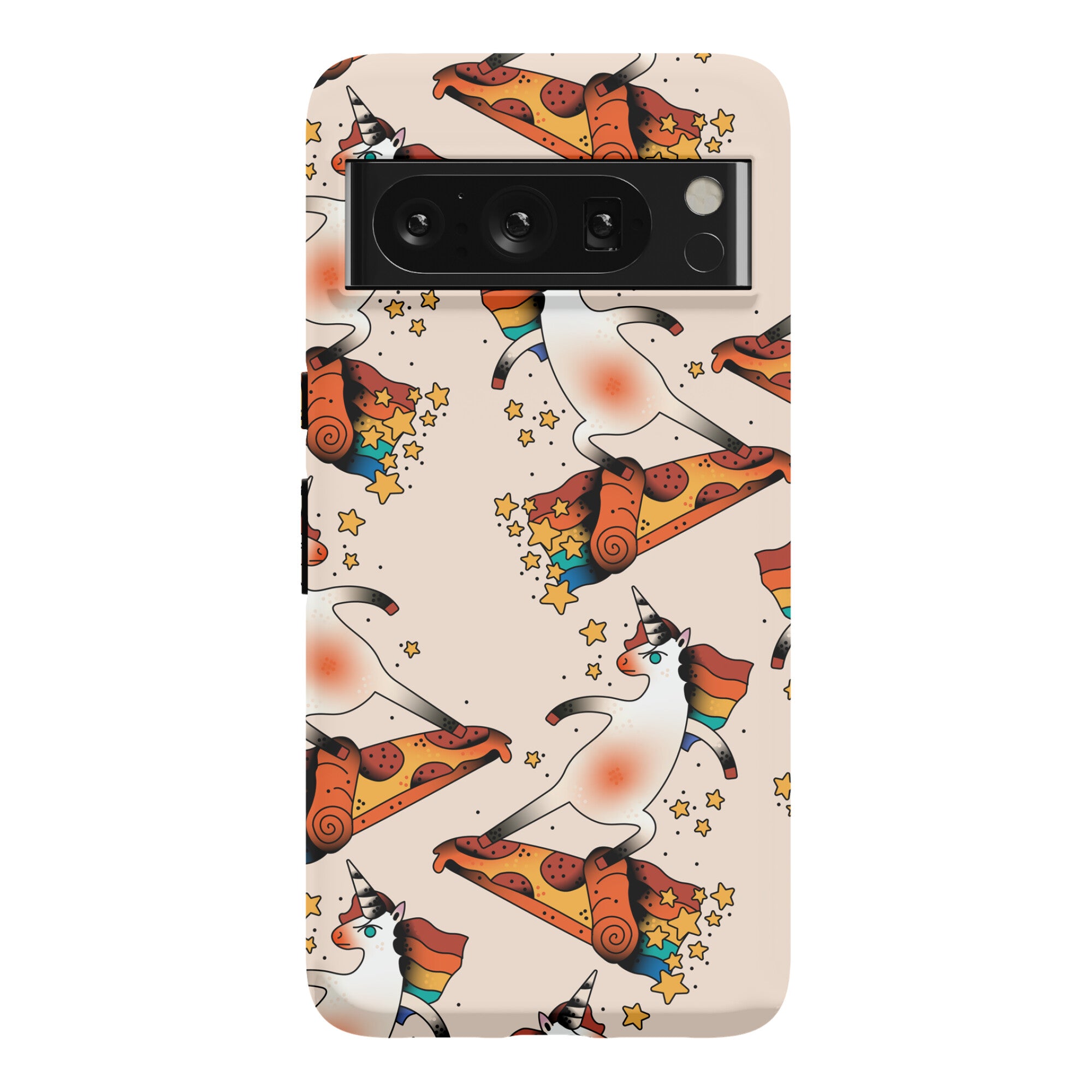 Rad Unicorn Skateboarding a Pizza Tattoo Phone Case