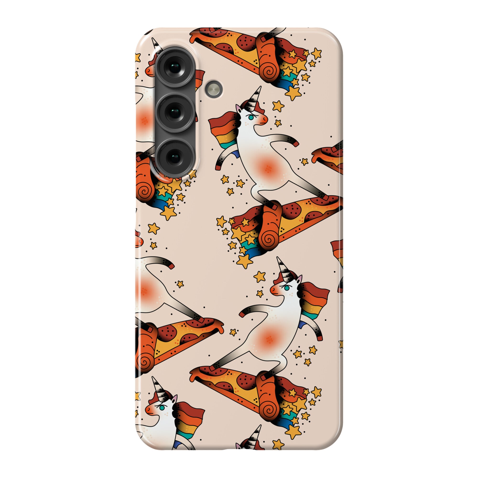 Rad Unicorn Skateboarding a Pizza Tattoo Phone Case