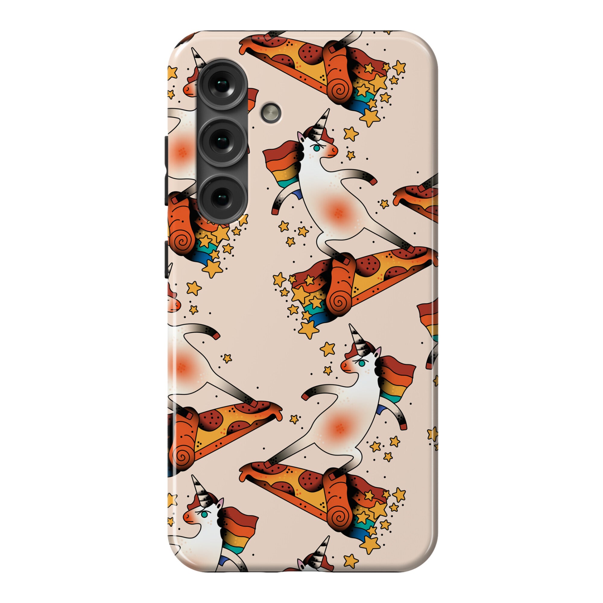 Rad Unicorn Skateboarding a Pizza Tattoo Phone Case
