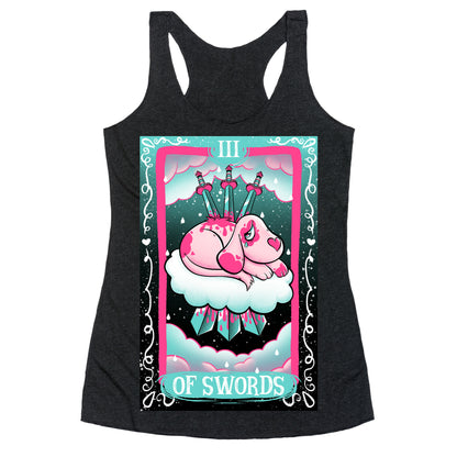 Creepy Cute Tarots: Three Of Swords Racerback Tank