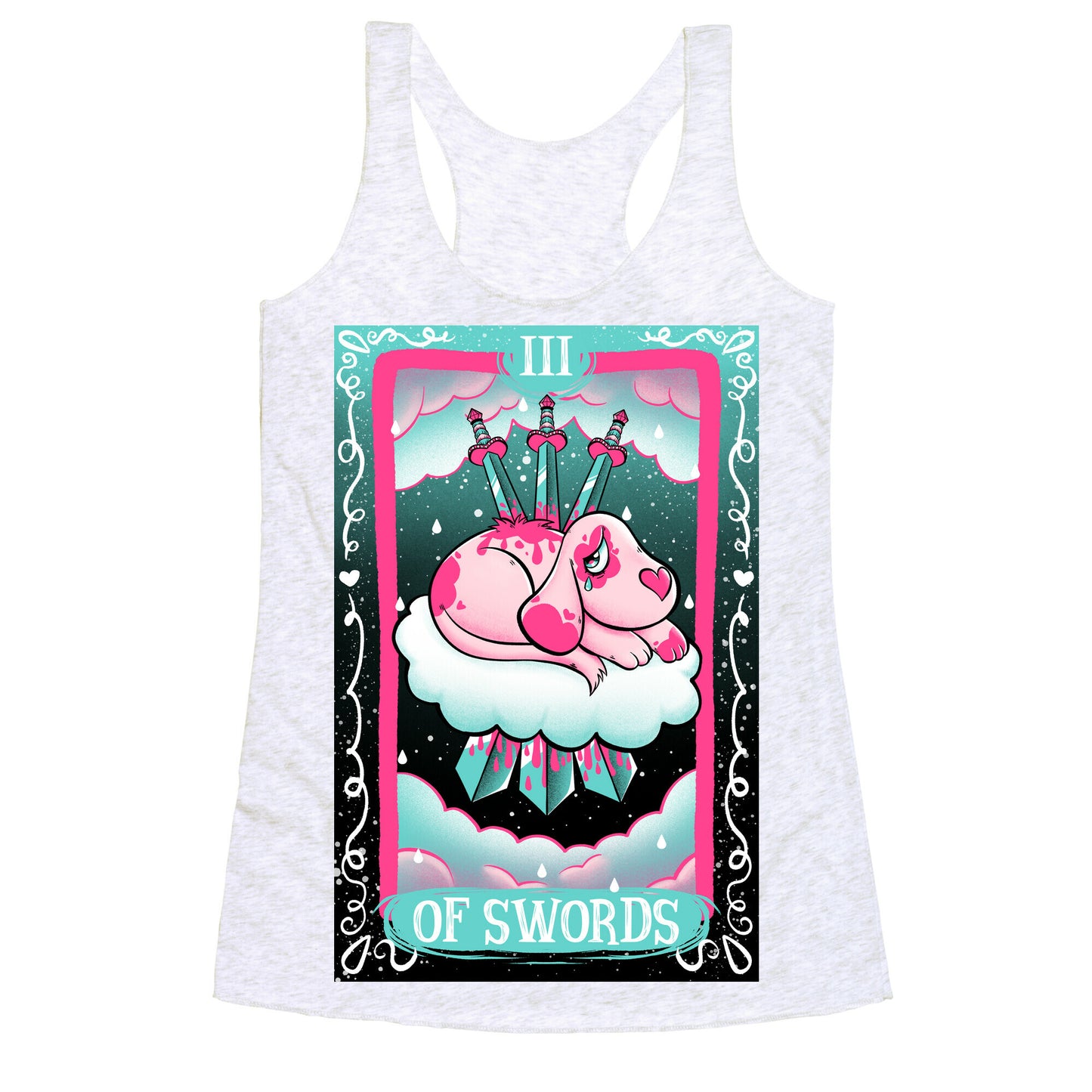 Creepy Cute Tarots: Three Of Swords Racerback Tank