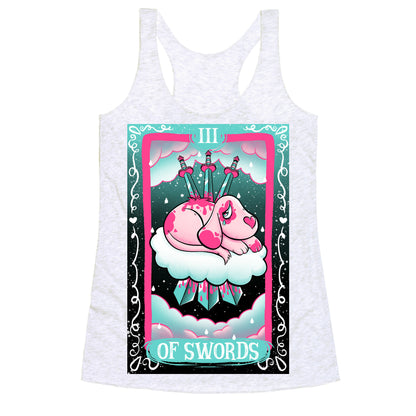 Creepy Cute Tarots: Three Of Swords Racerback Tank