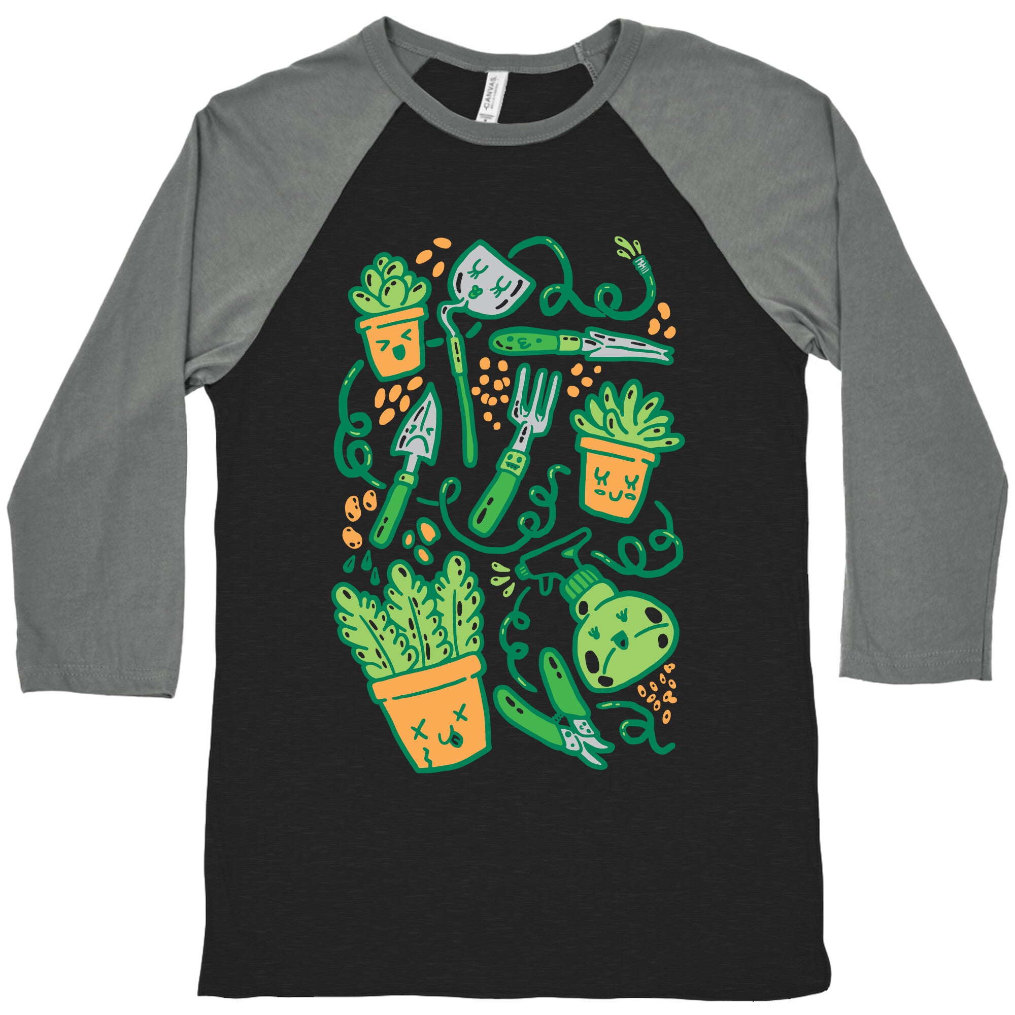 Kawaii Plants and Gardening Tools Baseball Tee