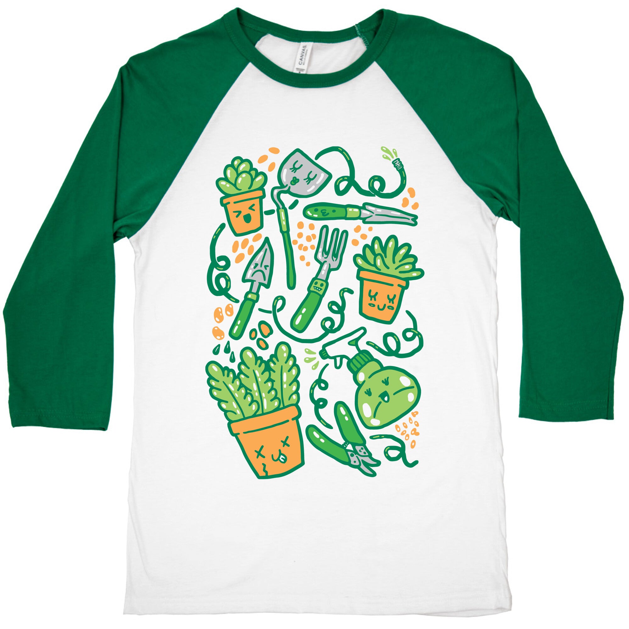 Kawaii Plants and Gardening Tools Baseball Tee