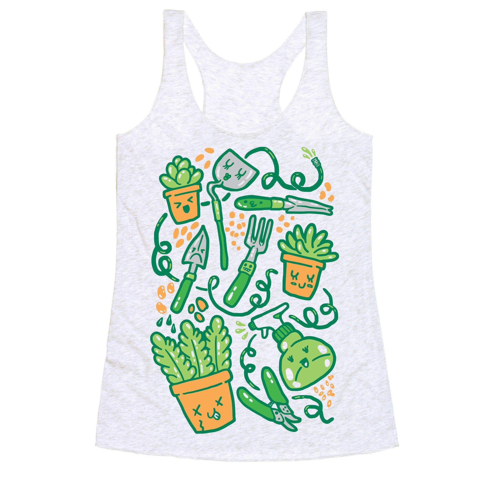 Kawaii Plants and Gardening Tools Racerback Tank