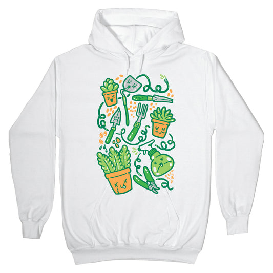 Kawaii Plants and Gardening Tools Hoodie