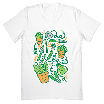 Kawaii Plants and Gardening Tools V-Neck