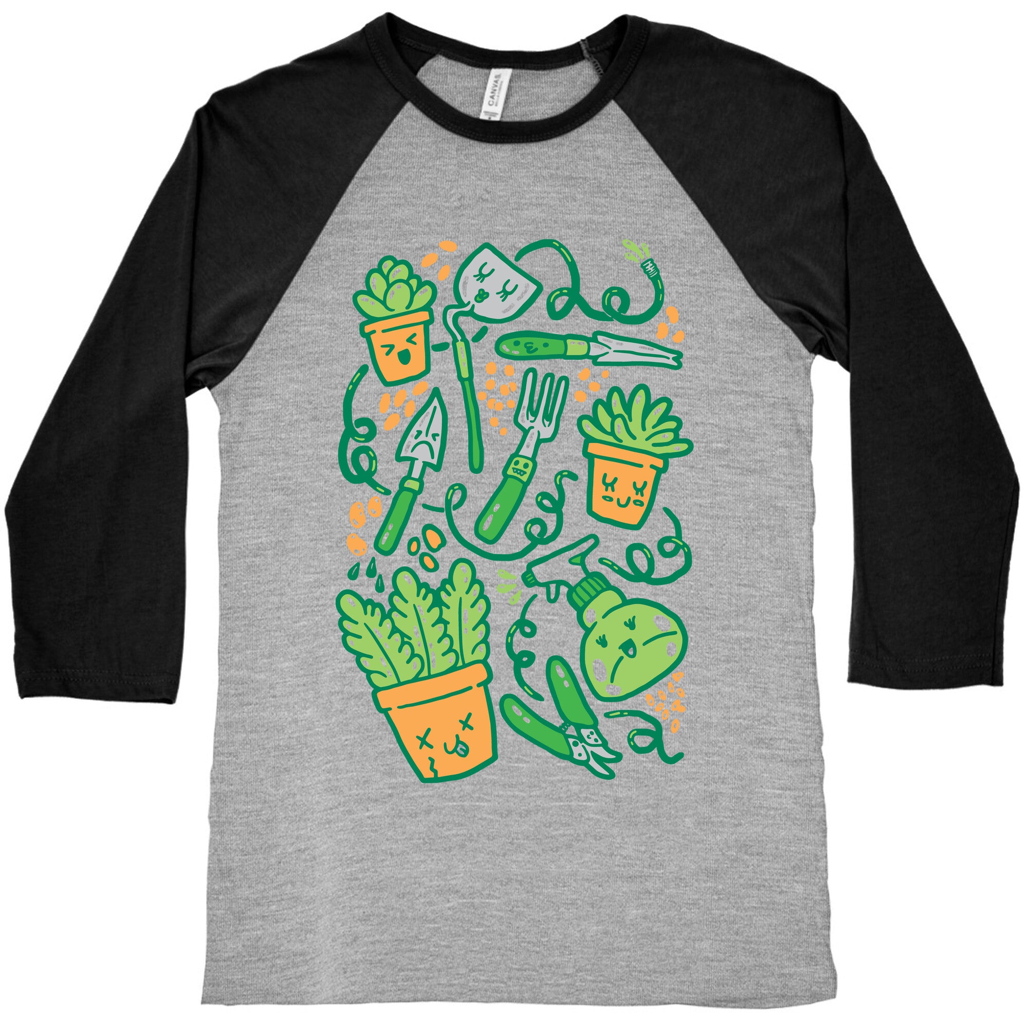 Kawaii Plants and Gardening Tools Baseball Tee