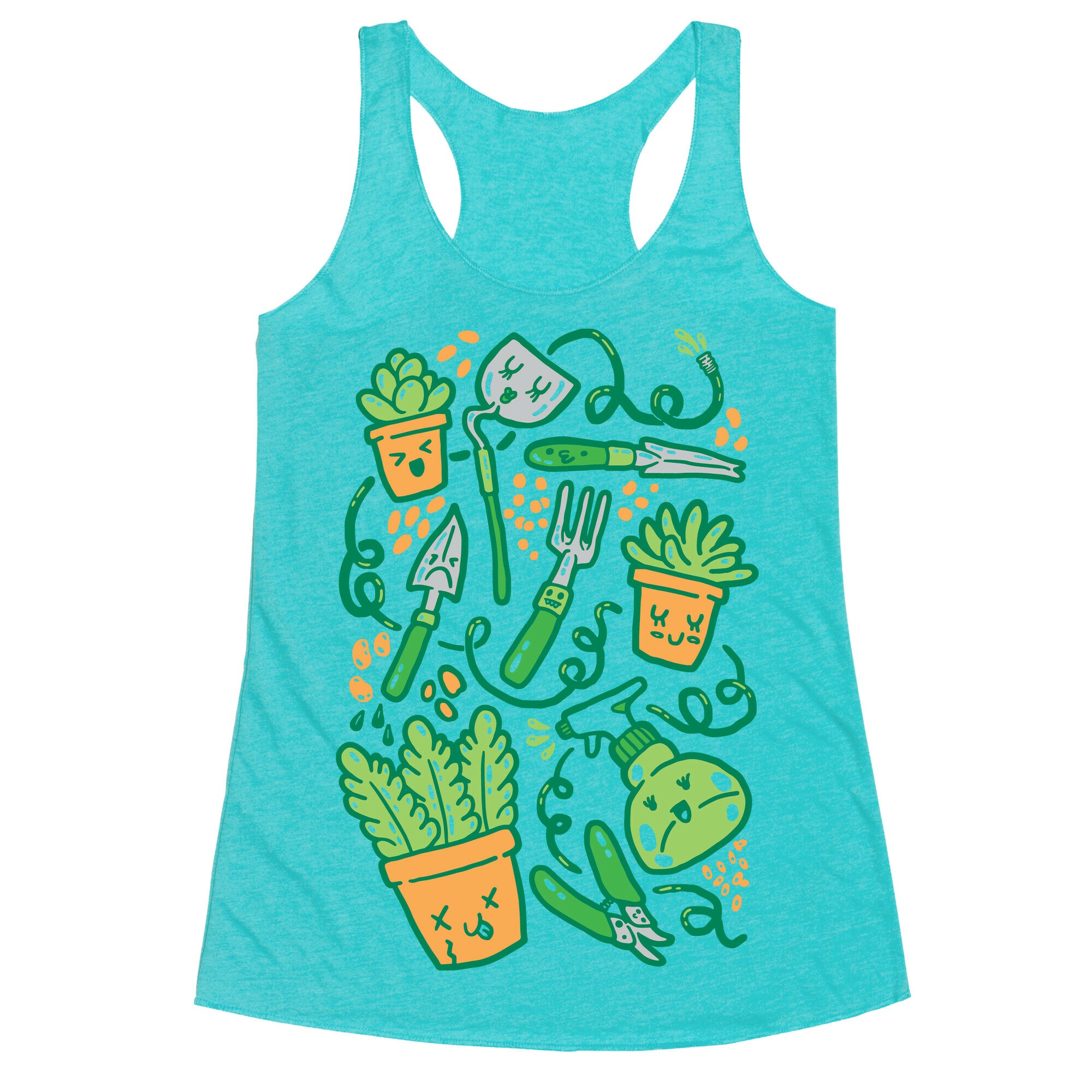Kawaii Plants and Gardening Tools Racerback Tank