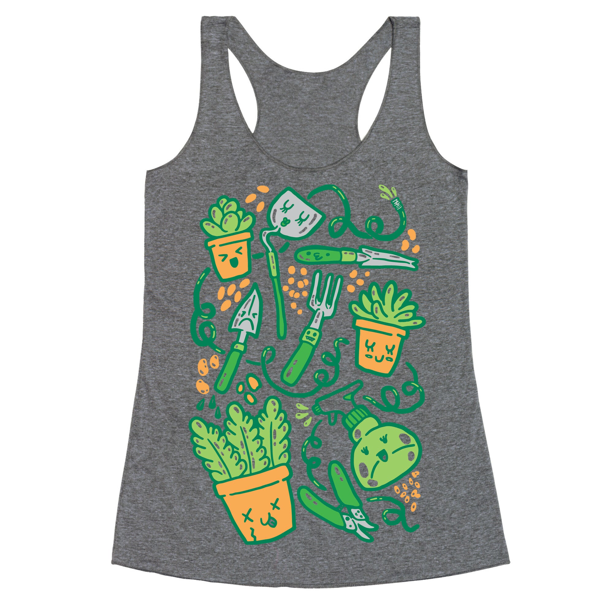 Kawaii Plants and Gardening Tools Racerback Tank