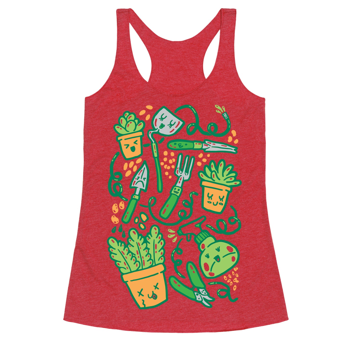 Kawaii Plants and Gardening Tools Racerback Tank