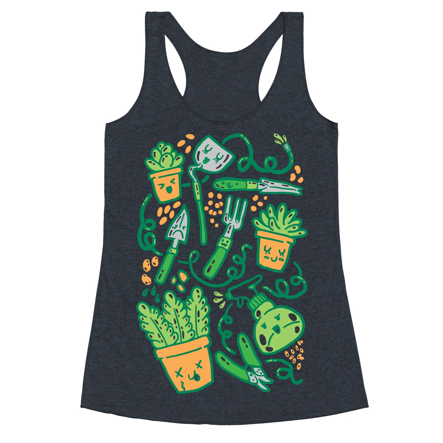 Kawaii Plants and Gardening Tools Racerback Tank