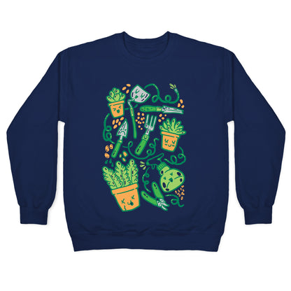 Kawaii Plants and Gardening Tools Crewneck Sweatshirt