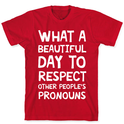 What A Beautiful Day To Respect Other People's Pronouns T-Shirt