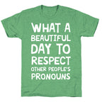 What A Beautiful Day To Respect Other People's Pronouns Unisex Triblend Tee