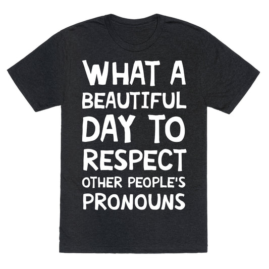 What A Beautiful Day To Respect Other People's Pronouns Unisex Triblend Tee
